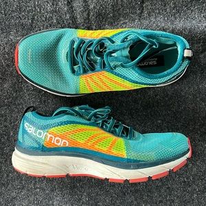 Salomon Women's SONIC RA Road Running Shoes (Blue-Yellow-Coral)